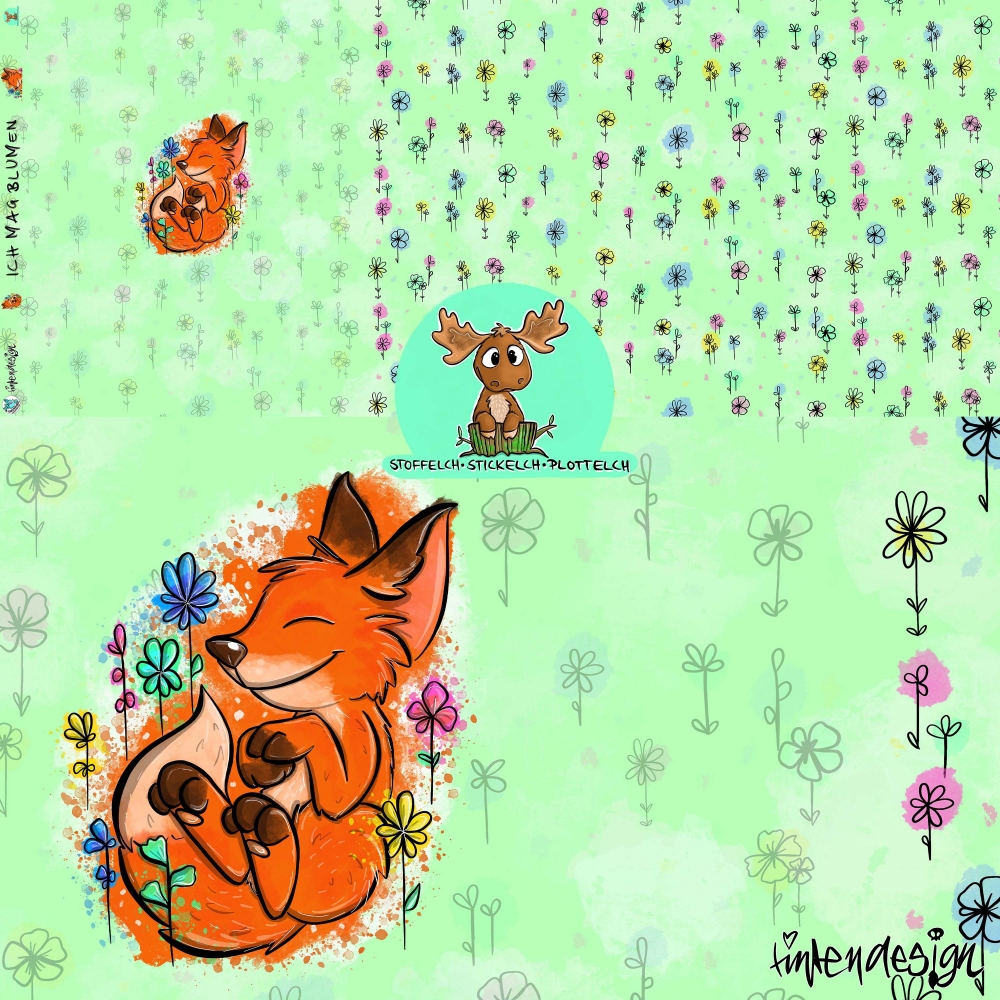 Bild 1 von EP *Ich mag Blumen* Fuchs 75x165cm Jersey  / (Panel oder Kombi) Panel