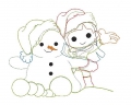 Bild 2 von Frosty und Maja  versch. Größen Doodle Applikation Schneemann